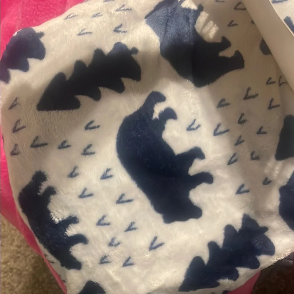 Baby Blanket and Hat Gift Set with Bear Print